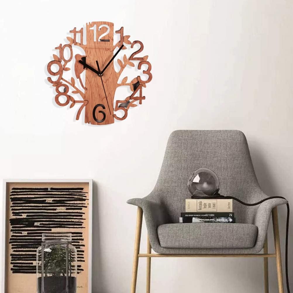 Wall Clock Tree Shape Silent Non Ticking Clock for Office Living Room Bedroom Decor