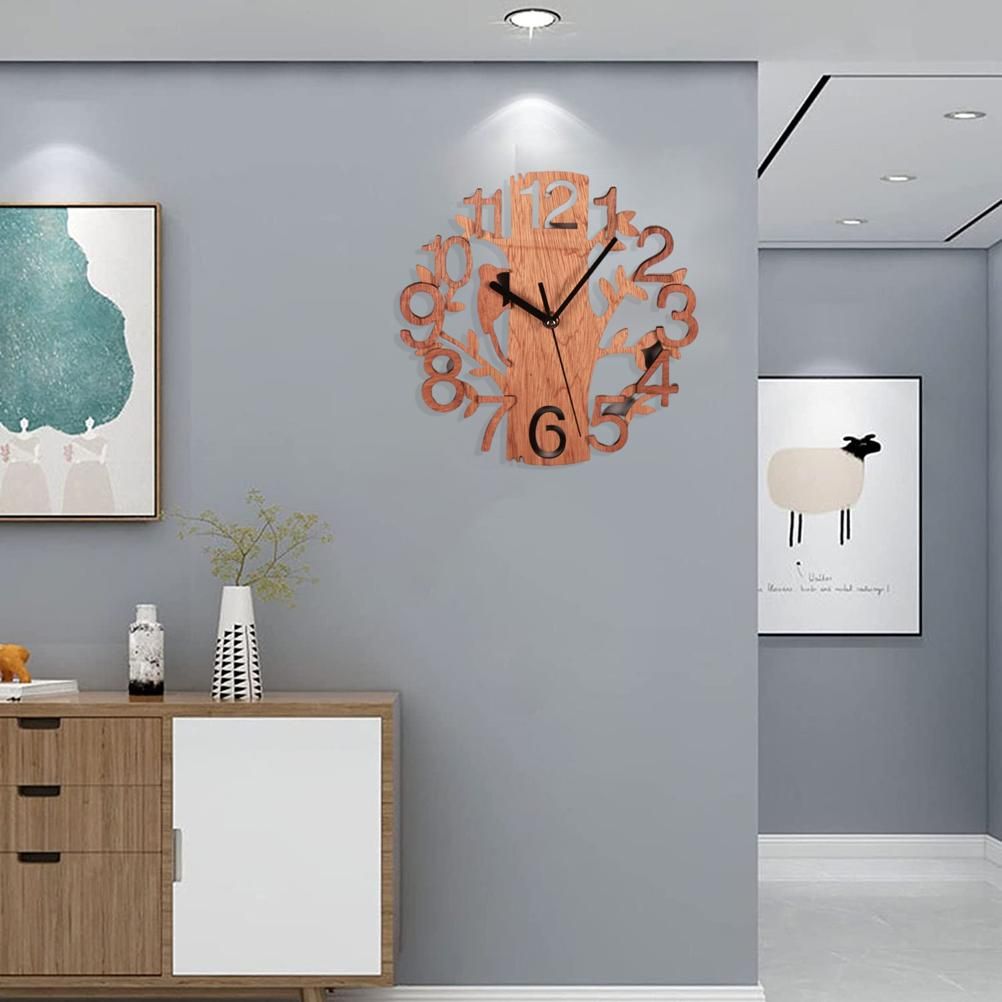 Wall Clock Tree Shape Silent Non Ticking Clock for Office Living Room Bedroom Decor