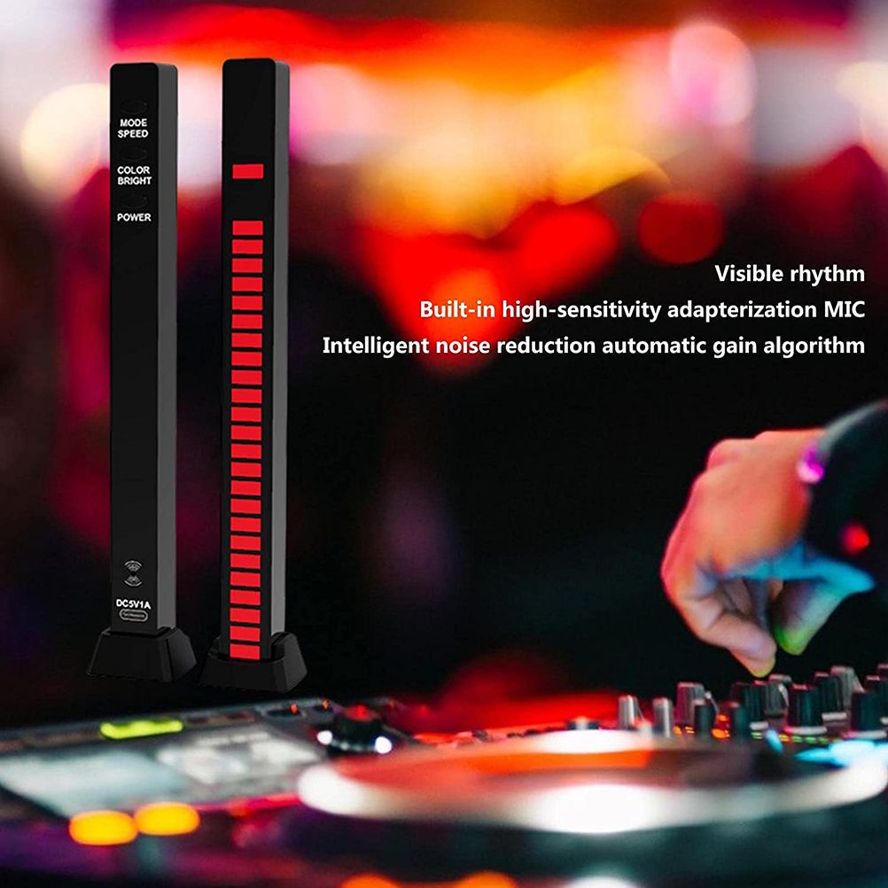 RGB Sound Reactive LED Light Bar LED Colorful Sound Control Audio Music Rhythm Dynamic Level Indicator Display Strip Light for Car Gaming PC TV Room