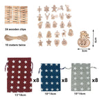 Advent Calendar Gift Bags DIY Countdown Calendar Christmas Bags with Drawstring 24 Days Hanging Gift Bags for Christmas Decorations Wood Board