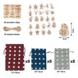 Advent Calendar Gift Bags DIY Countdown Calendar Christmas Bags with Drawstring 24 Days Hanging Gift Bags for Christmas Decorations Wood Board - Front View