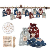 Advent Calendar Gift Bags DIY Countdown Calendar Christmas Bags with Drawstring 24 Days Hanging Gift Bags for Christmas Decorations Wood Board - Side View