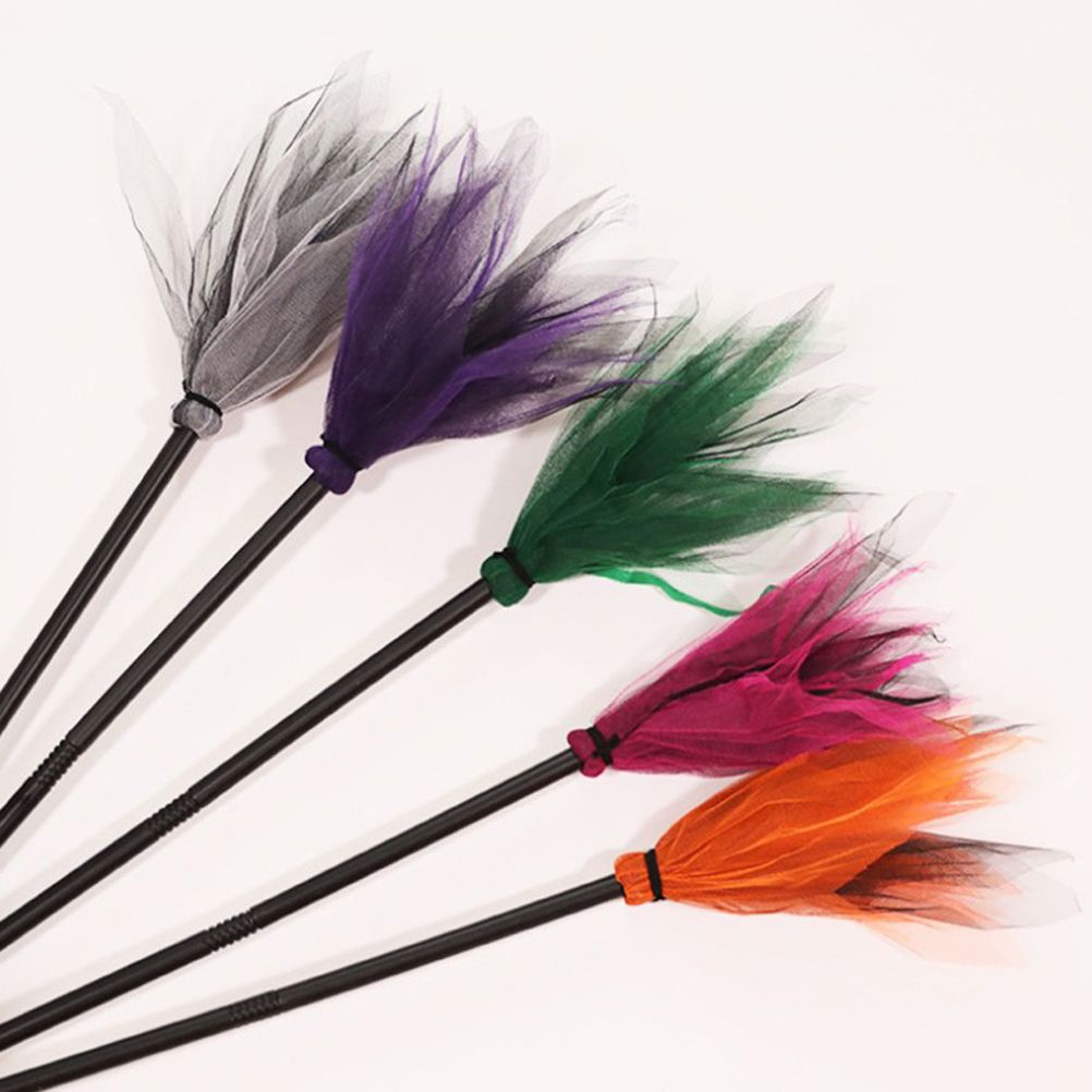 5Pcs Halloween Witch Brooms Plastic Witch Broomstick Wizard Flying Broom for Halloween Party Haunted House Decoration