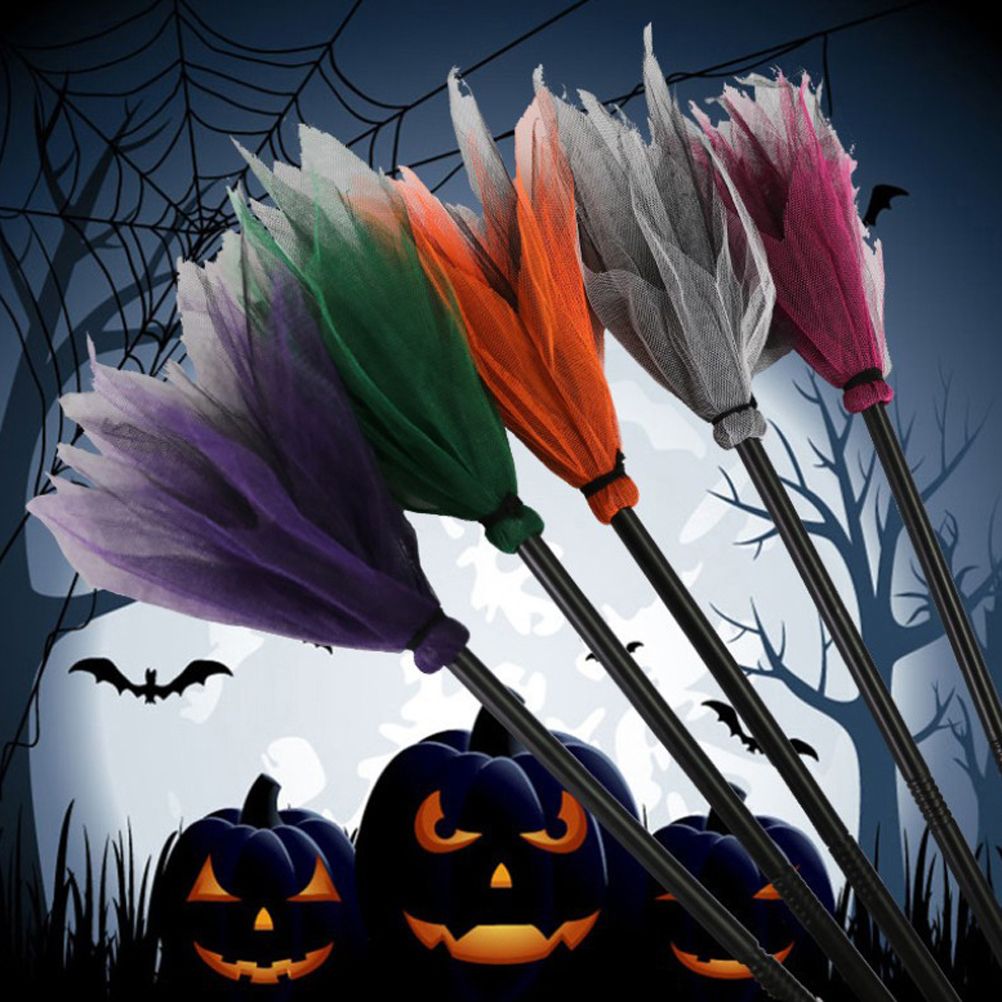 5Pcs Halloween Witch Brooms Plastic Witch Broomstick Wizard Flying Broom for Halloween Party Haunted House Decoration