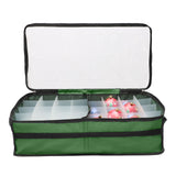 Christmas Ornament Storage Box Under Bed 64 Cell partition 600D Oxford PVC transparent window Black 61x30.5x15cm