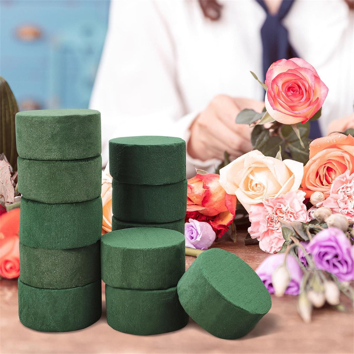 12pcs Floral Foam Round Dried Flower Foam Blocks Handmade Flower Arrangement Materials