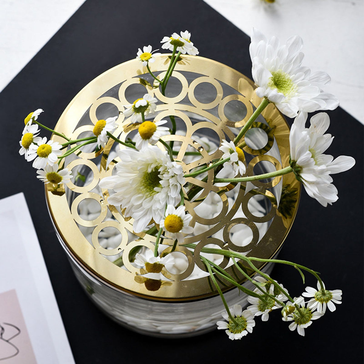 Flower Insert Lid Metal Grid for home centerpiece 15.2cm diameter