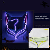 Led Fox Drift Mask Halloween Mask Light Up for Masquerade Parties Carnival