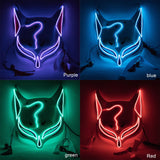Led Fox Drift Mask Halloween Mask Light Up for Masquerade Parties Carnival