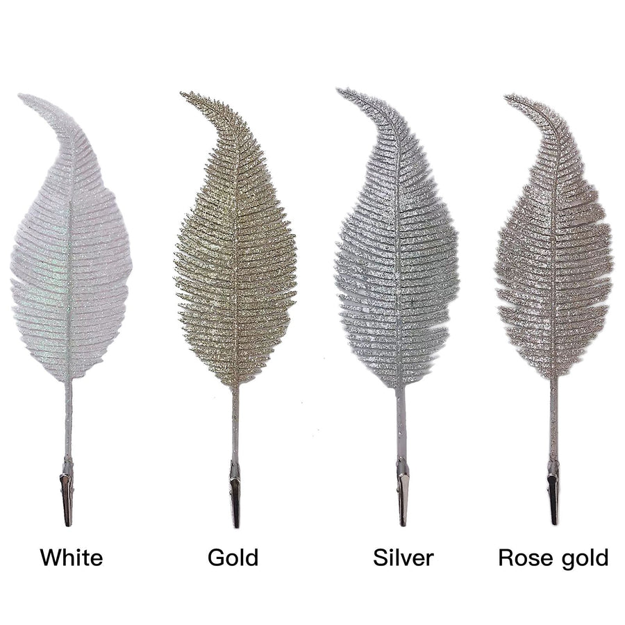 Christmas Tree Leaves Ornament Glittery Leaf with Clip Tree Hanging Baubles Decor for Christmas Home Party Decoration