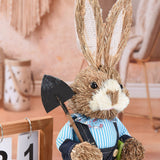 Rustic Easter Home Decor - Bunny Figurine Party Supplies - Top-Down View