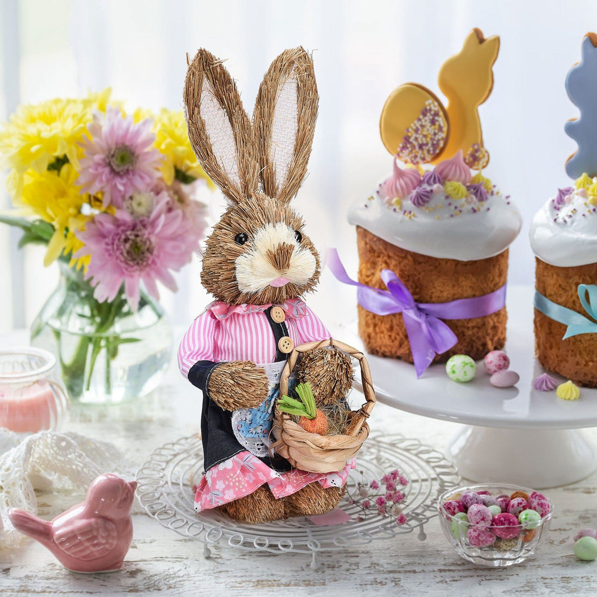 Rustic Easter Home Decor - Bunny Figurine Party Supplies
