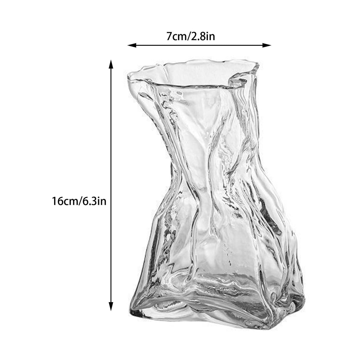 Pleated Glass Vase Light Luxury Hydroponic Vase Living Room Dining Table Dried Flower Vase Flower Arrangement Ornaments