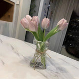 Pleated Glass Vase Light Luxury Hydroponic Vase Living Room Dining Table Dried Flower Vase Flower Arrangement Ornaments