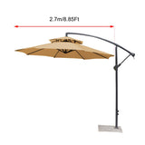 2.7m Double Top Sunshade Umbrella Cloth Replace Outdoor Courtyard Garden Umbrella Surface Replace Rainproof Sunshade Cloth - Close-Up Angle