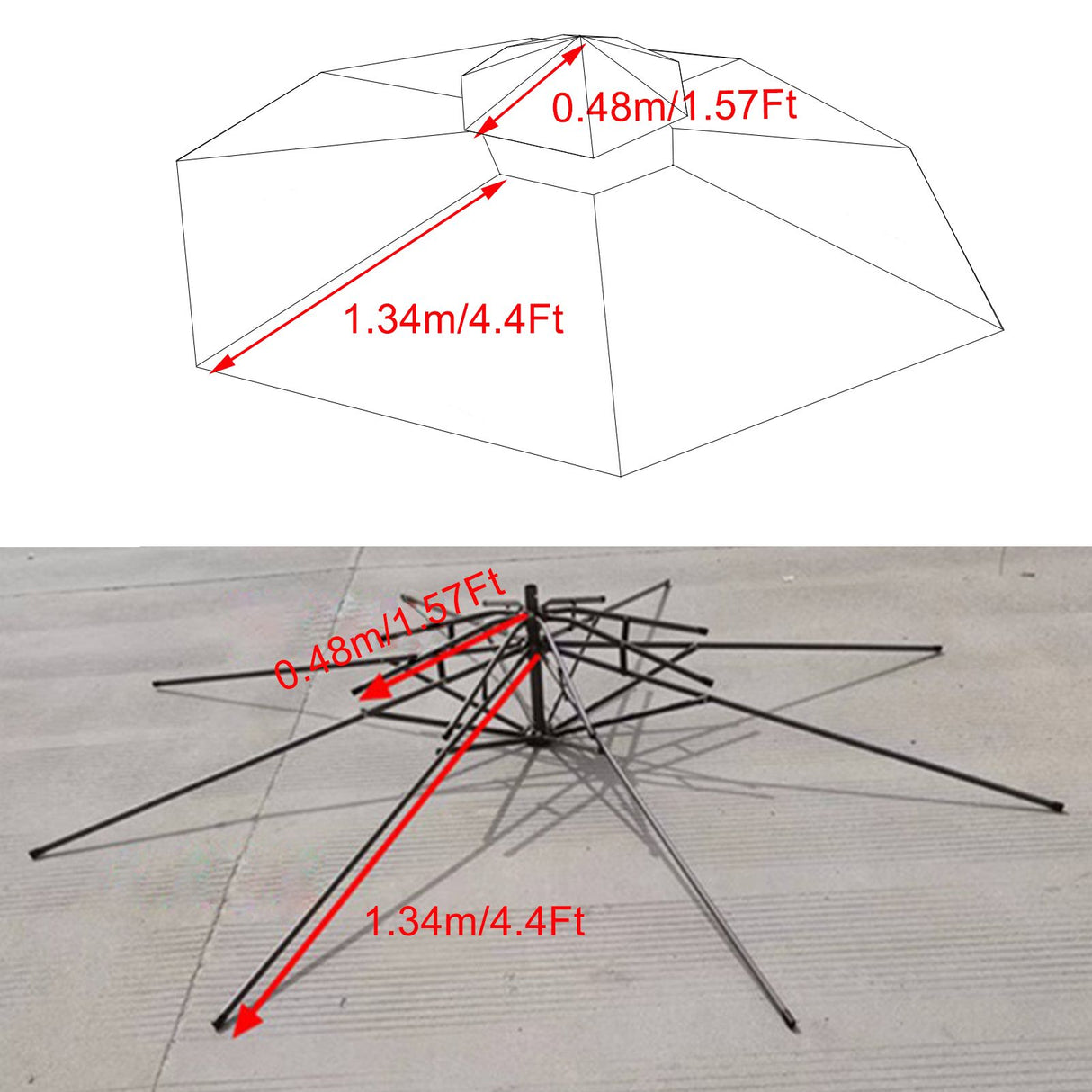 2.7m Double Top Sunshade Umbrella Cloth Replace Outdoor Courtyard Garden Umbrella Surface Replace Rainproof Sunshade Cloth