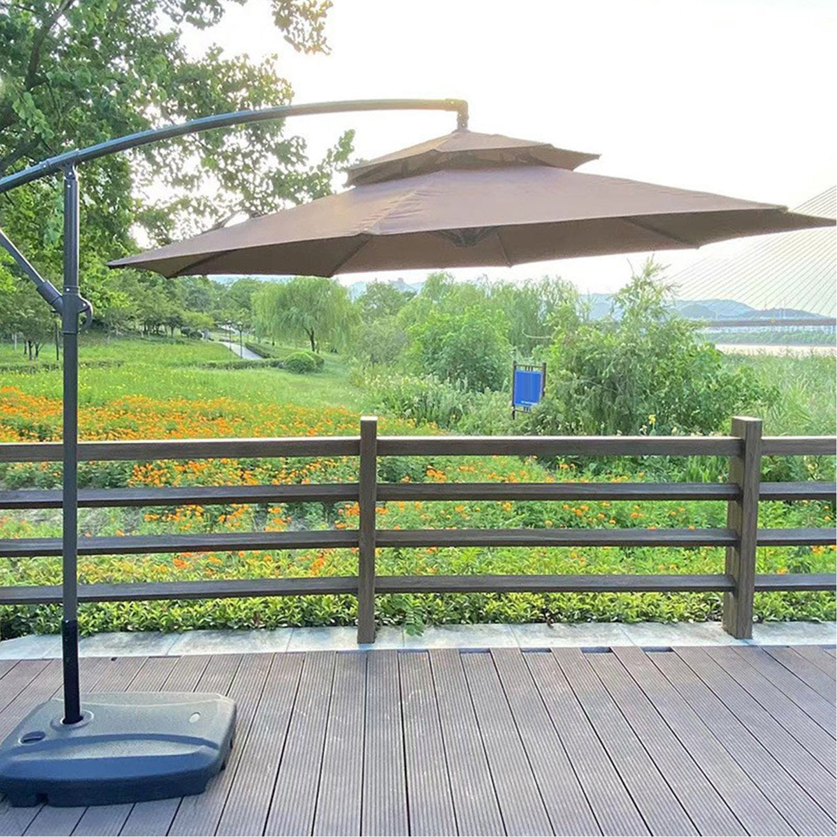 2.7m Double Top Sunshade Umbrella Cloth Replace Outdoor Courtyard Garden Umbrella Surface Replace Rainproof Sunshade Cloth