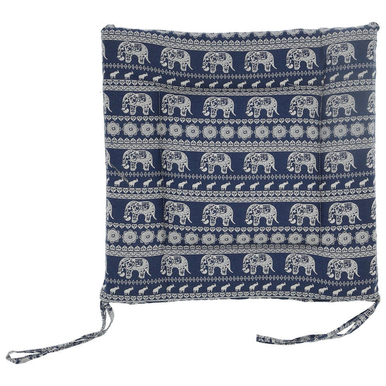 Chair Cushion Simple Pure Cotton Linen Thick NonSlip Soft Seat Cushion for Floor(Blue Elephant )