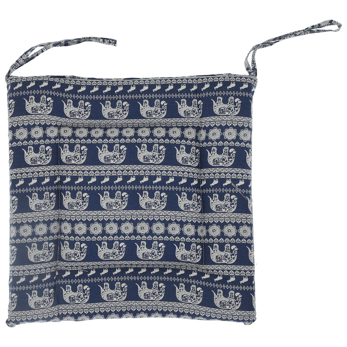 Chair Cushion Simple Pure Cotton Linen Thick NonSlip Soft Seat Cushion for Floor(Blue Elephant )