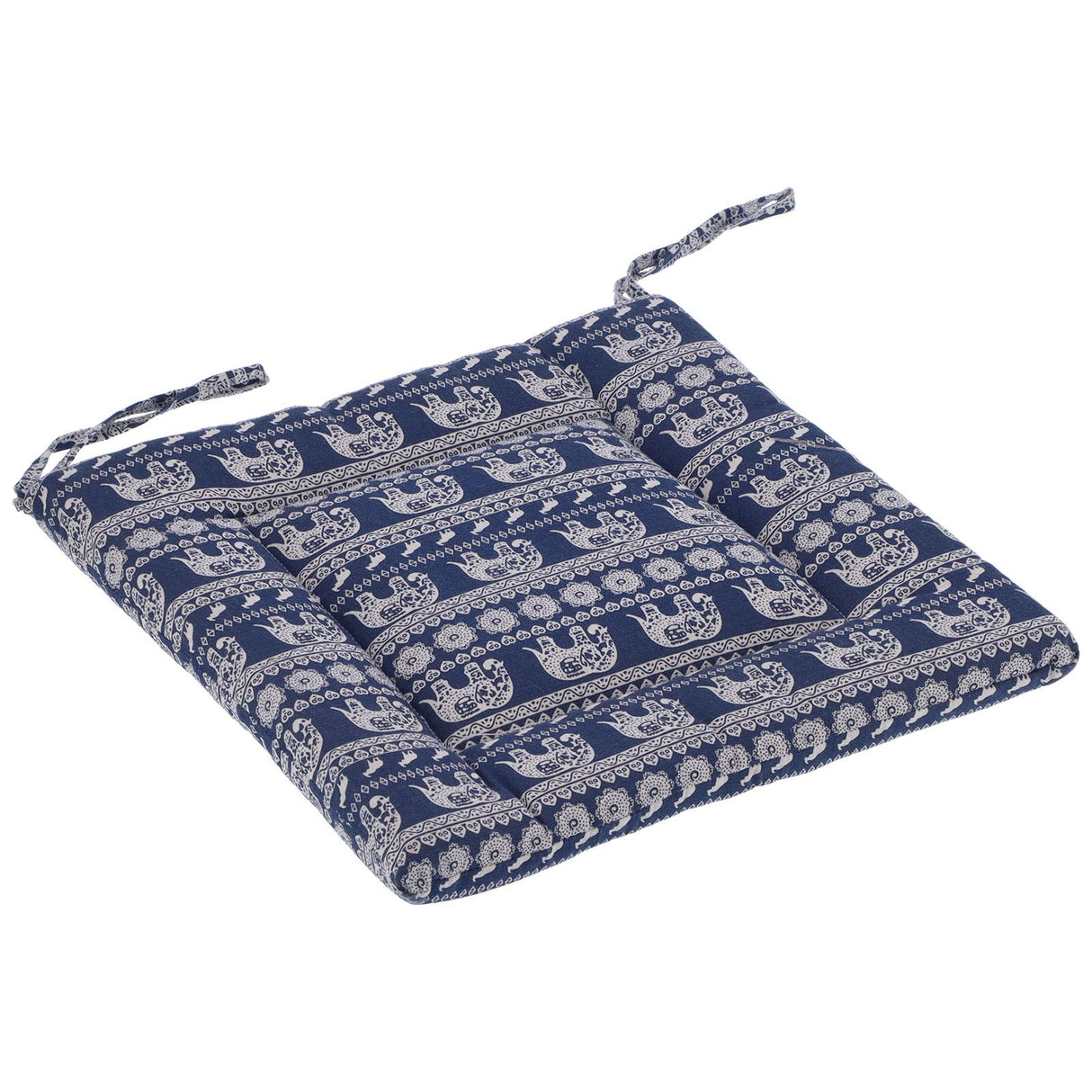 Chair Cushion Simple Pure Cotton Linen Thick NonSlip Soft Seat Cushion for Floor(Blue Elephant )