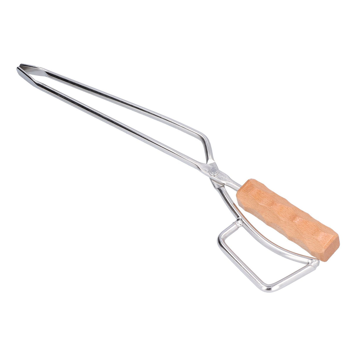 Log Tongs Beech Wood Handle Stainless Steel Clamp High Temperature Resistance Fire Tong for Outdoor Camping Picnic