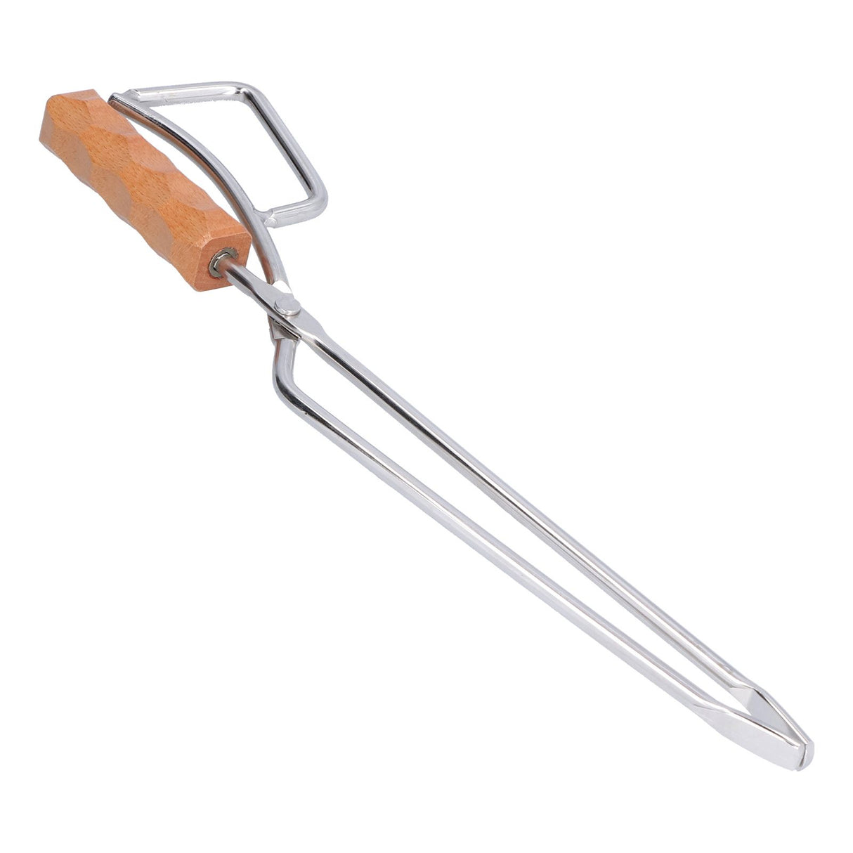 Log Tongs Beech Wood Handle Stainless Steel Clamp High Temperature Resistance Fire Tong for Outdoor Camping Picnic