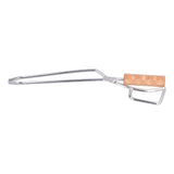 Log Tongs Beech Wood Handle Stainless Steel Clamp High Temperature Resistance Fire Tong for Outdoor Camping Picnic