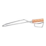Log Tongs Beech Wood Handle Stainless Steel Clamp High Temperature Resistance Fire Tong for Outdoor Camping Picnic