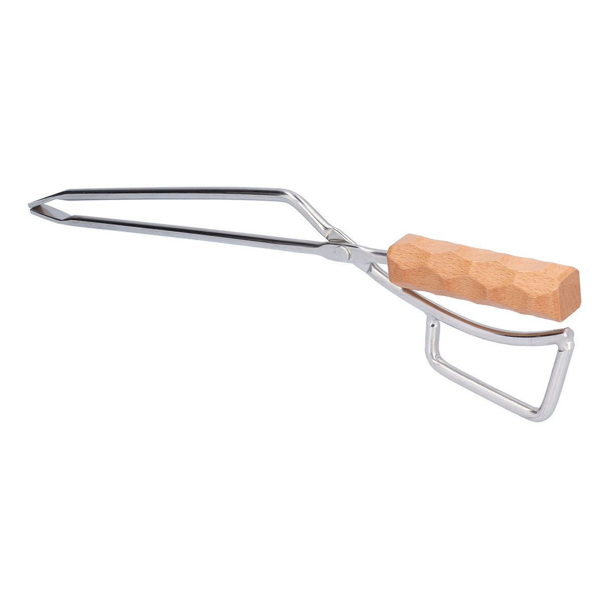 Log Tongs Beech Wood Handle Stainless Steel Clamp High Temperature Resistance Fire Tong for Outdoor Camping Picnic
