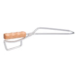 Log Tongs Beech Wood Handle Stainless Steel Clamp High Temperature Resistance Fire Tong for Outdoor Camping Picnic