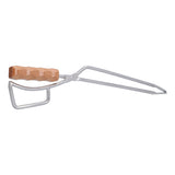 Log Tongs Beech Wood Handle Stainless Steel Clamp High Temperature Resistance Fire Tong for Outdoor Camping Picnic