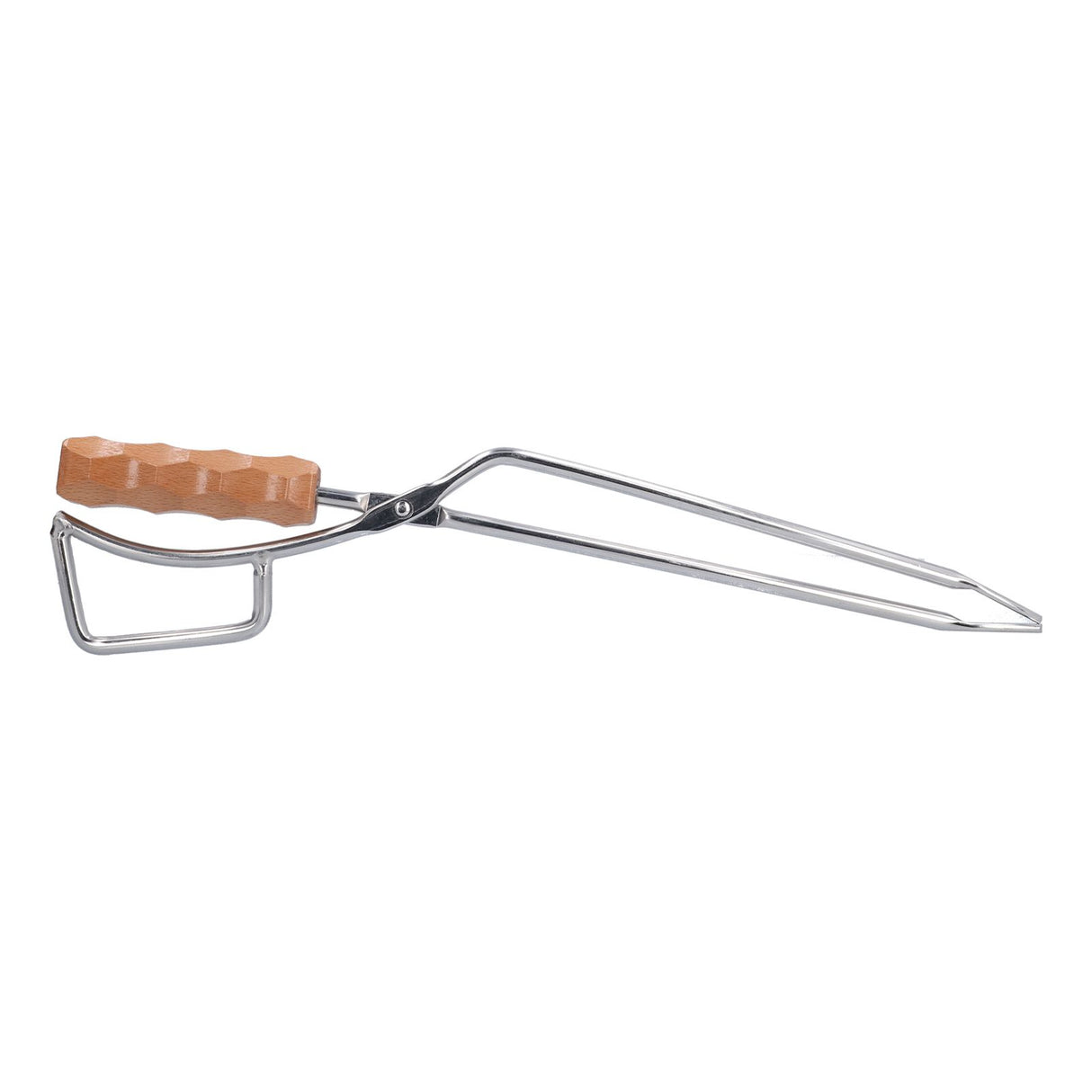 Log Tongs Beech Wood Handle Stainless Steel Clamp High Temperature Resistance Fire Tong for Outdoor Camping Picnic