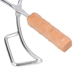 Log Tongs Beech Wood Handle Stainless Steel Clamp High Temperature Resistance Fire Tong for Outdoor Camping Picnic