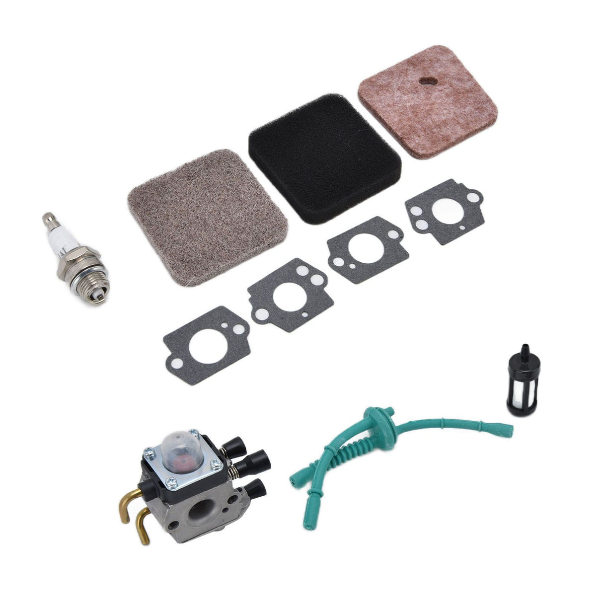 Carburetor Air Filter Fuel Filter Sparking Plug Fuel Pipe Kit for STIHL FS38 FS45 FS46 FS55 KM55 FS85