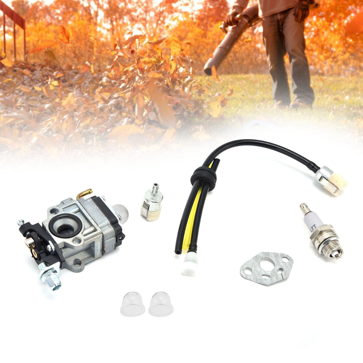 Carburetor Kit Spark Plug Oil Tube Assembly for Poulanpro 46cc Pr46bt Poulan Pro Blower Kit 967086901