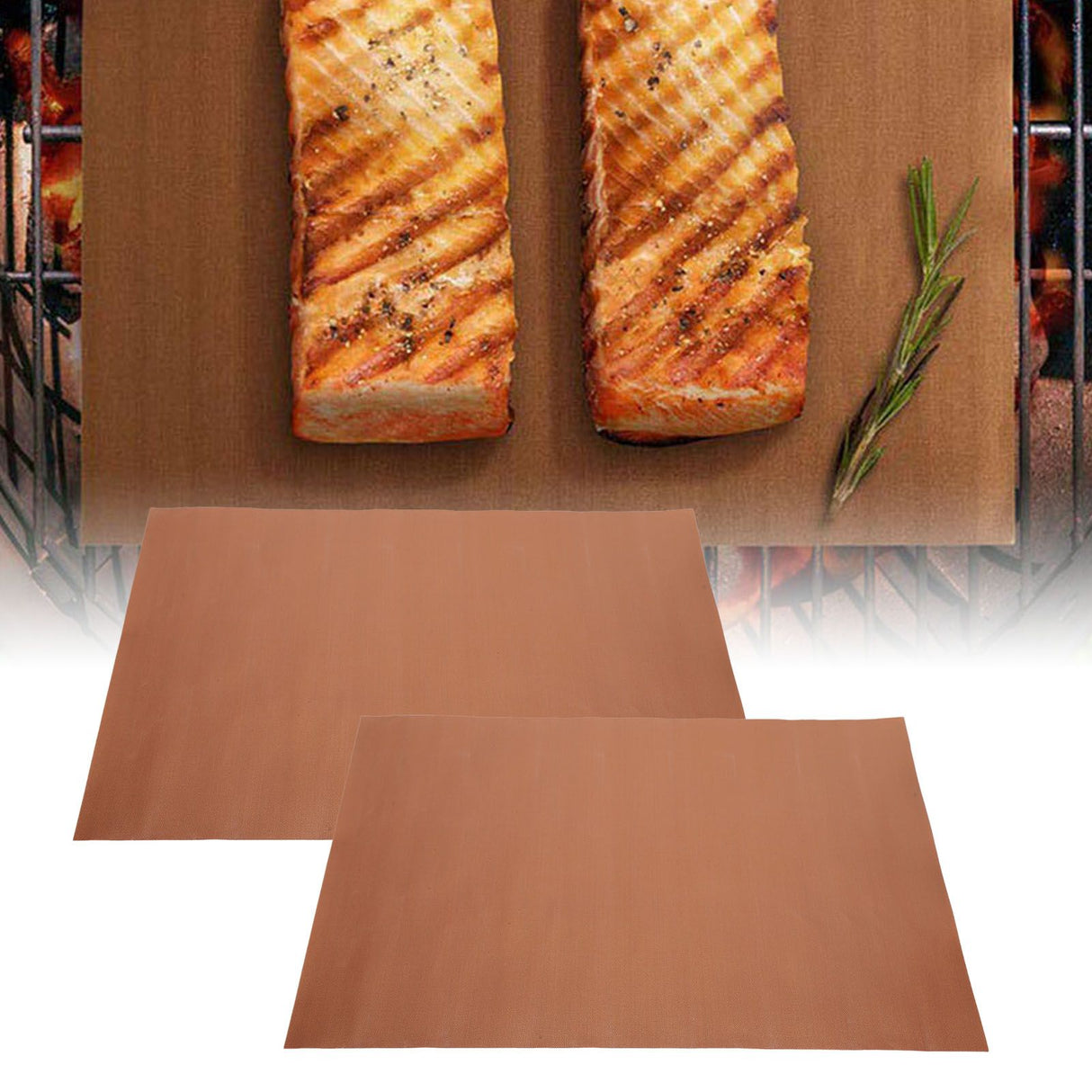 40x33cm Barbecue Mat Non‑Stick Heat‑Resistant BBQ Grill Mat for Kitchen Outdoor Camping