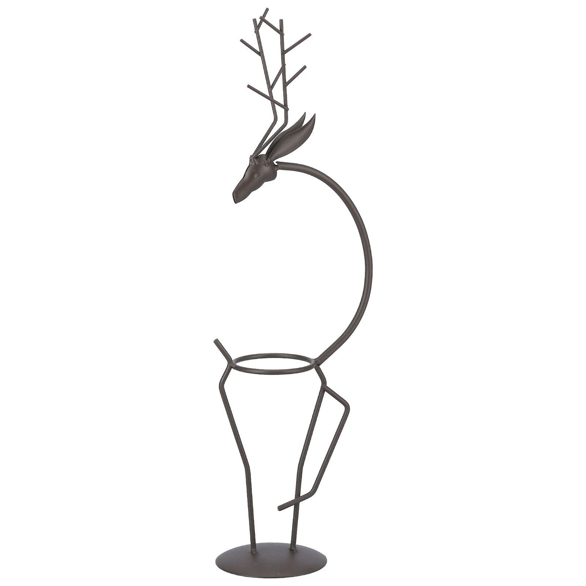 Deer Shape Wrought Iron Plant Stand Transparent Glass Hydroponic Plant Vase for Living RoomType A