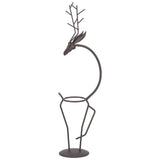 Deer Shape Wrought Iron Plant Stand Transparent Glass Hydroponic Plant Vase for Living RoomType A - Front View