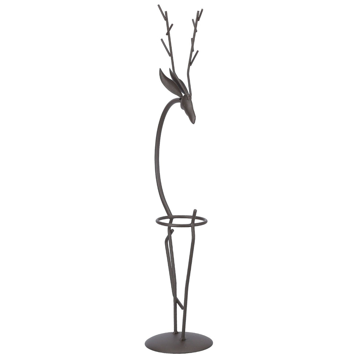 Deer Shape Wrought Iron Plant Stand Transparent Glass Hydroponic Plant Vase for Living RoomType A