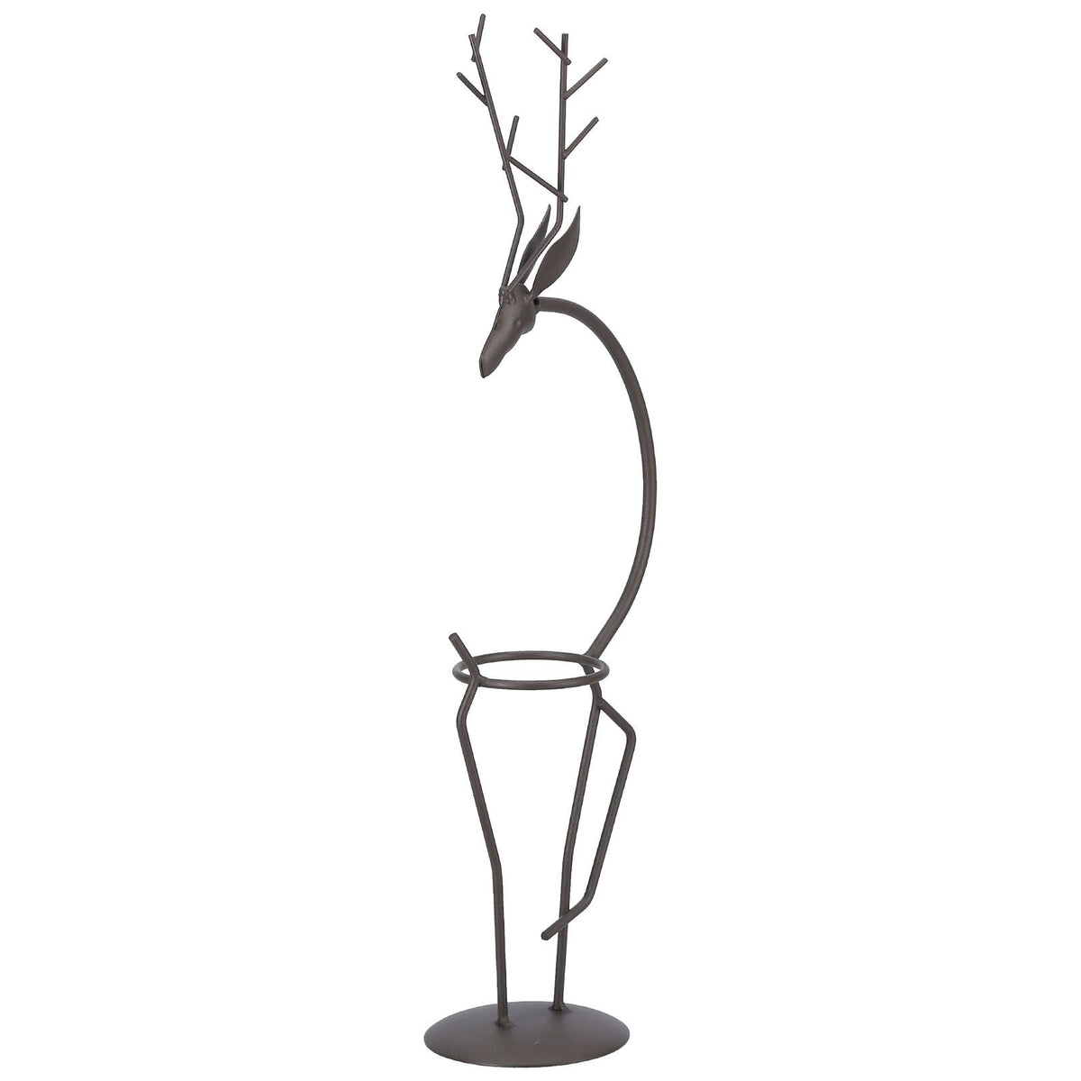 Deer Shape Wrought Iron Plant Stand Transparent Glass Hydroponic Plant Vase for Living RoomType A