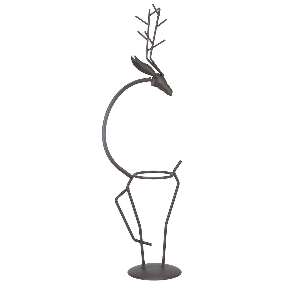 Deer Shape Wrought Iron Plant Stand Transparent Glass Hydroponic Plant Vase for Living RoomType A
