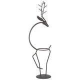 Deer Shape Wrought Iron Plant Stand Transparent Glass Hydroponic Plant Vase for Living RoomType A
