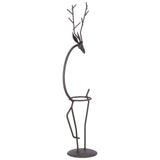 Deer Shape Wrought Iron Plant Stand Transparent Glass Hydroponic Plant Vase for Living RoomType A - Rear View