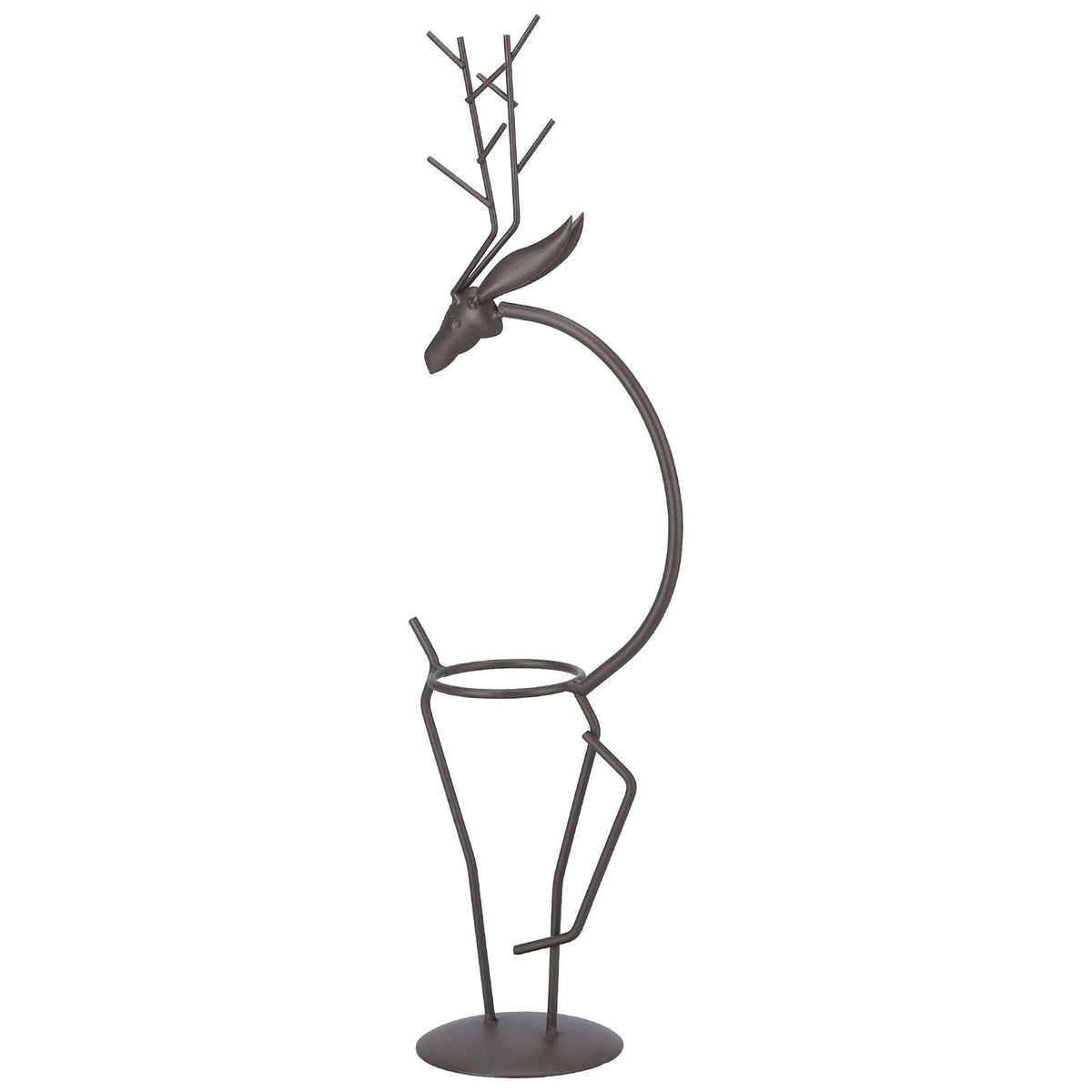 Deer Shape Wrought Iron Plant Stand Transparent Glass Hydroponic Plant Vase for Living RoomType A