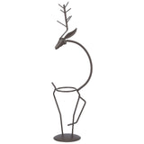 Deer Shape Wrought Iron Plant Stand Transparent Glass Hydroponic Plant Vase for Living RoomType A