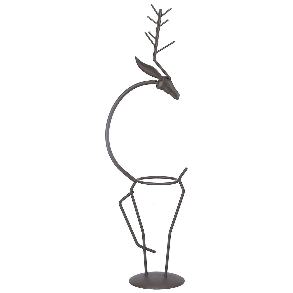 Deer Shape Wrought Iron Plant Stand Transparent Glass Hydroponic Plant Vase for Living RoomType A