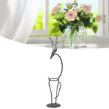 Deer Shape Wrought Iron Plant Stand Transparent Glass Hydroponic Plant Vase for Living RoomType A