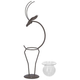 Deer Shape Wrought Iron Plant Stand Transparent Glass Hydroponic Plant Vase for Living RoomType B