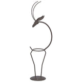 Deer Shape Wrought Iron Plant Stand Transparent Glass Hydroponic Plant Vase for Living RoomType B - Front View