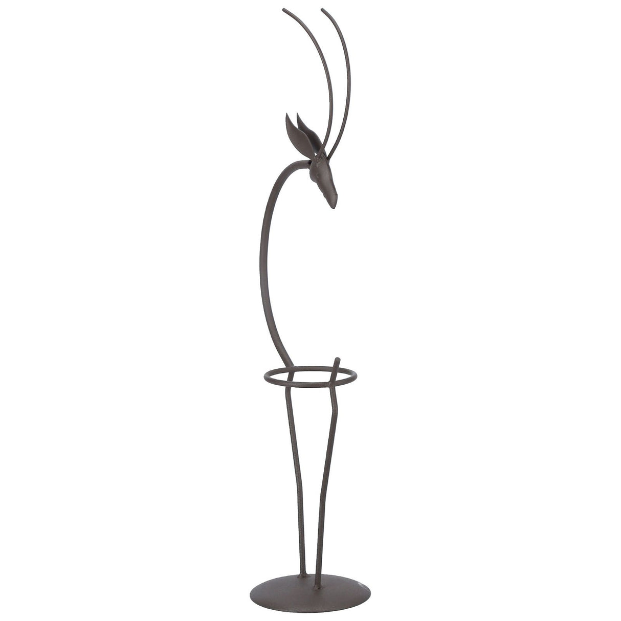 Deer Shape Wrought Iron Plant Stand Transparent Glass Hydroponic Plant Vase for Living RoomType B